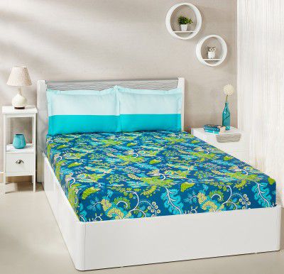 Amazon Brand - Solimo Floral Foliage 144 TC 100% Cotton Double Bedsheet with 2 Pillow Covers