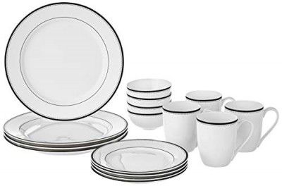 Amazon Brand - Solimo HANDMADE CERAMIC DINNERWARE SET (WHITE,16 PIECES)