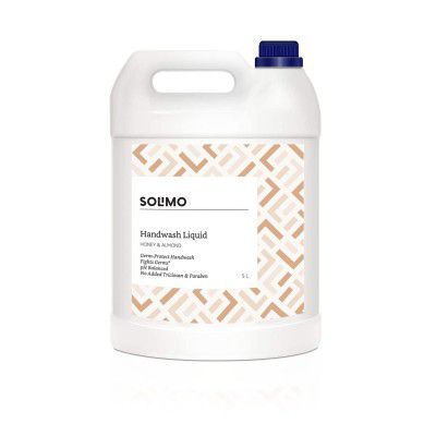 Amazon Brand - Solimo Handwash Liquid Refill Can - Honey Almond - 5 Litres