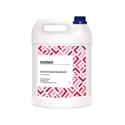 Amazon Brand - Solimo Handwash Liquid Refill Can, Refreshing Rose - 5 Litre | Antibacterial germ-protect | Advanced Disinfection Formula| pH Balanced