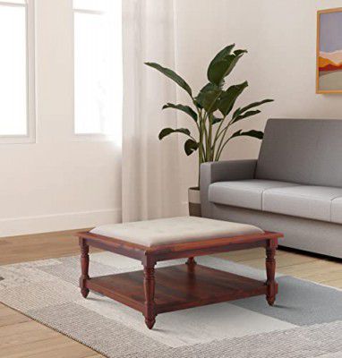 Amazon Brand - Solimo Kluan Sheesham Wood Upholstered Coffee Table (Solidwood, Honey Finish)