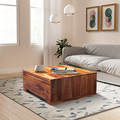 Amazon Brand - Solimo Korngold Solid Sheesham Wood Coffee Table with 2 Drawers (Natural Finish)