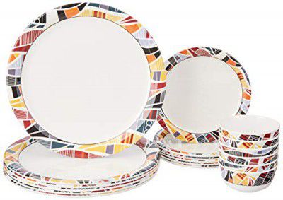 Amazon Brand - Solimo Melamine Printed Dinnerware Set (18 Pieces)