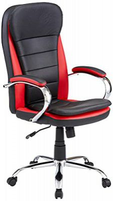 Amazon Brand - Solimo Metal Obidos High Back Executive Chair (Black & Red)