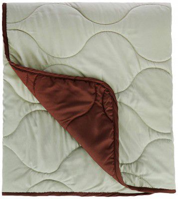 Amazon Brand - Solimo Microfibre Reversible Quilt Blanket, Single, 120 GSM, Pistachio Green and Walnut Brown