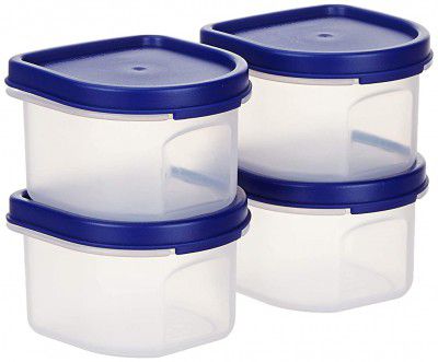 Amazon Brand - Solimo Modular Plastic Storage Containers with Lid, Set of 4 (250ml each)