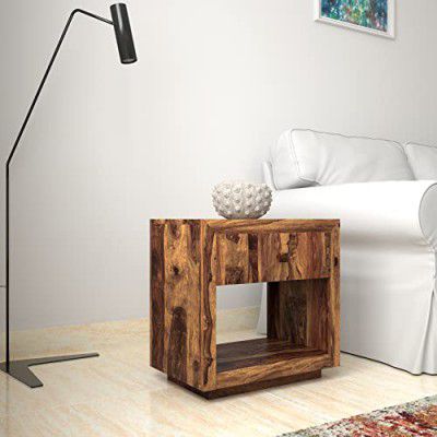 Amazon Brand - Solimo Moniac Bedside Table with 1 Drawer (Sheesham Wood, Natural Finish)