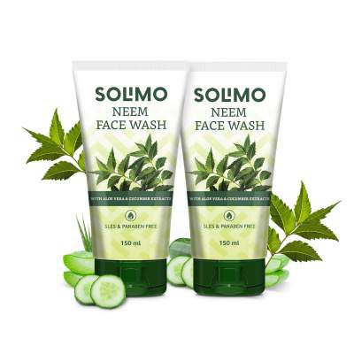 Amazon Brand - Solimo Neem Facewash with Aloe Vera & Cucumber Extracts, SLES & Paraben Free