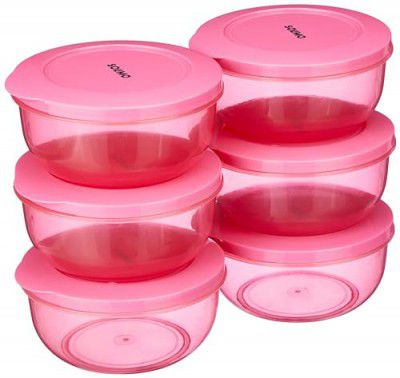 Amazon Brand - Solimo Nestable Round Container 600 ml set of 6, Pink