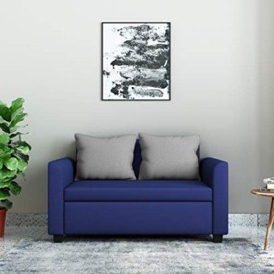 Amazon Brand - Solimo Nigella Fabric 2 Seater Sofa (Blue)