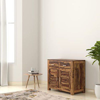 Amazon Brand - Solimo Opepe Solid Sheesham Wood Bedside Table with 2 Drawers (Natural Finish)