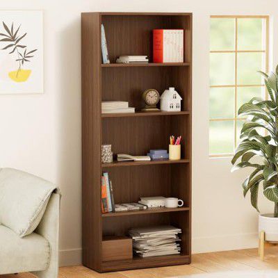 Amazon Brand - Solimo Pavo Engineered Wood Bookcase with 5 Shelves (Walnut)