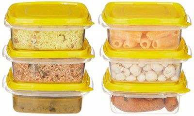 Amazon Brand - Solimo Plastic Kitchen Storage Containers, Set Of 6 (600 Ml Each) - White