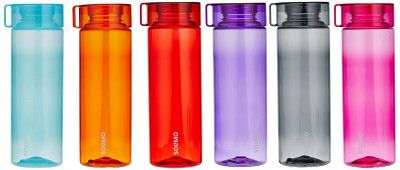 Amazon Brand - Solimo Plastic Water Bottle 800ml 6 Pieces White