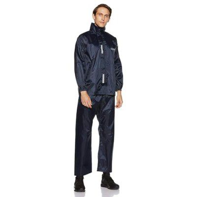 Amazon Brand - Solimo Polyester Water Resistant Rain Coat with Pant (Blue, Small)