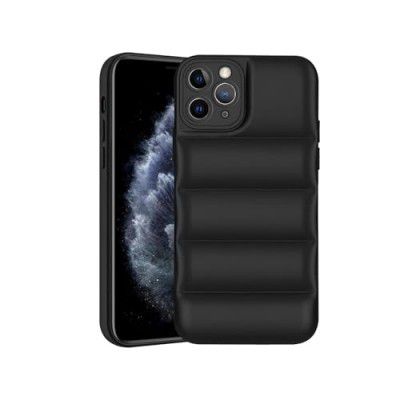 Amazon Brand - Solimo Puffer Case Camera Protection Soft Back Cover for iPhone 12 Pro Max - Black