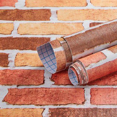 Amazon Brand - Solimo PVC Self-Adhesive Wallpaper | Real Brick (45 x 300 cm)