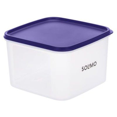 Amazon Brand - Solimo Square Modular Plastic Storage Container | Airtight | BPA-Free | 2.5 L (Blue)