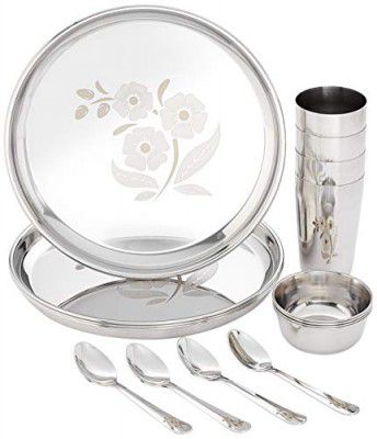 Amazon Brand - Solimo Stainless Steel Dinnerware Set, 16 Pieces