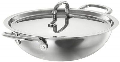 Amazon Brand - Solimo Stainless Steel Triply Kadhai | Stainless Steel lid | Compatible with All Modern Cooktops | 24 cm