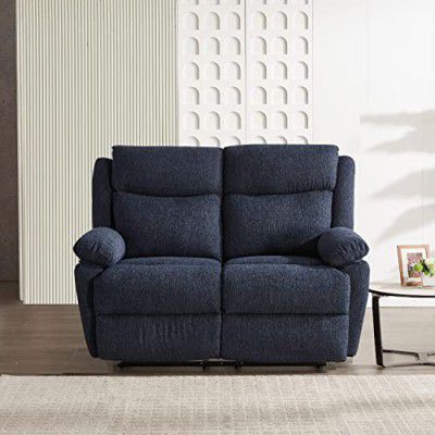 Amazon Brand - Solimo Stanovo Manual 2 Seater Fabric Recliner (Blue)