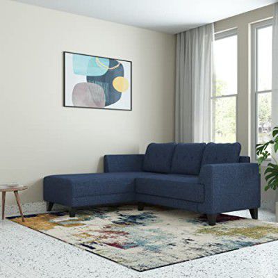 Amazon Brand - Solimo Tissburg 5 Seater RHS Sectional Sofa (Fabric, Blue)