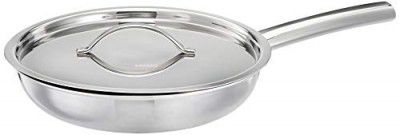 Amazon Brand - Solimo Tri-ply Stainless Steel Induction Base Frying Pan+Cover (22cm, 1.5L)