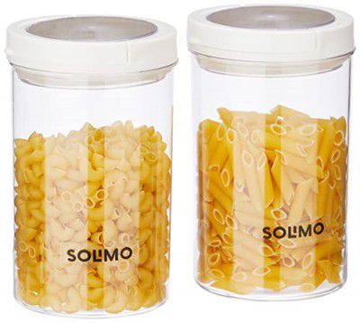 Amazon Brand - Solimo Twist & Lock Plastic Storage Container Set, 900 ml, Set of 2, White