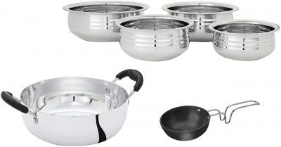 Amazon Brand  Solimo Urli Set White Aluminium Kadhai 