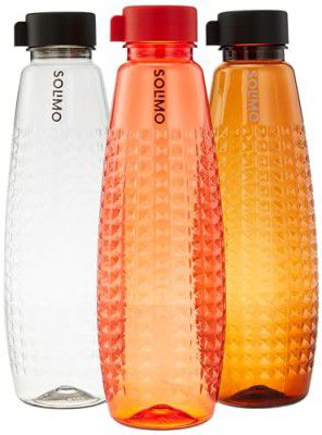 Amazon Brand - Solimo Water Bottle - 1 Ltr, Multicolor | Break Proof | Freezer Safe | BPA Free | Leak Proof (Set of 3, Beta)