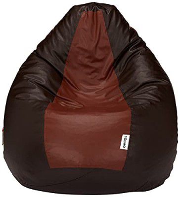 Amazon Brand - Solimo Xxl Bean Bag Filled With Beans (Brown And Tan)(Faux Leather)