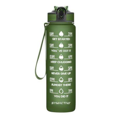 Amazon Brand - Symactive 1 Litre Plastic Water Bottle with Sipper, (Green)