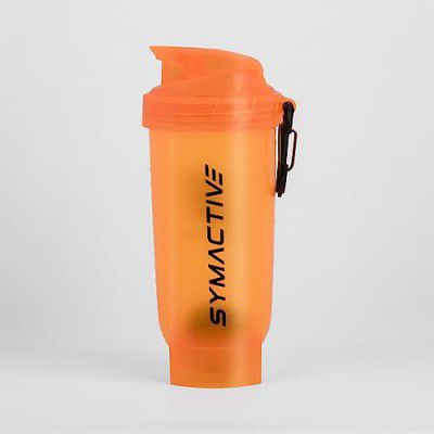 Amazon Brand - Symactive Leakproof Unbreakable Gym Protein Shaker Bottle (Color: Orange, 600 ml)