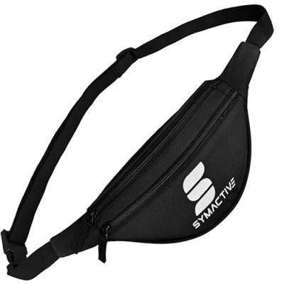 Amazon Brand - Symactive Waist Bag | Fanny Pack | Chest Bag | Waist Pouch Adjustable Strap, Unisex (Polyester, Black)