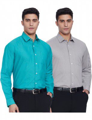 Amazon Brand - Symbol Men's Cotton Formal Shirt | Combo Pack of 2-Regular Fit