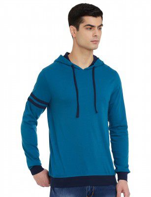 Amazon Brand - Symbol Men's Cotton Hooded Neck T-Shirt (AW20SYMTEE41_Fog Teal_S)