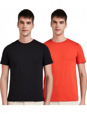 Amazon Brand - Symbol Men's Cotton T Shirt | Round Neck | Half Sleeve | Plain | Combo Pack of 2-Regular Fit (Available in Plus Size)