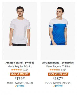 Amazon Brand - Symbol Men's T-Shirt upto 77% off