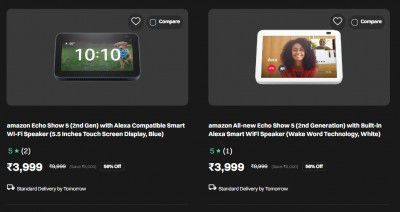 amazon Echo Show 5 (2nd Gen) at ₹3999