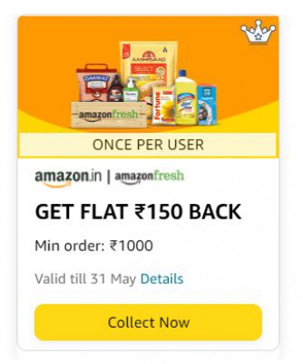 Amazon Fresh: ₹150 Coupon