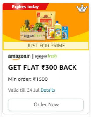 Amazon Fresh Prime Day Offer: Flat ₹300 Cashback