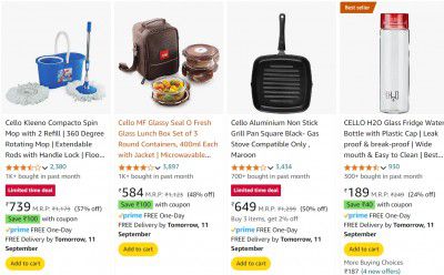 Amazon Loot: Apply Coupon On Cello Home and Kitchen Products