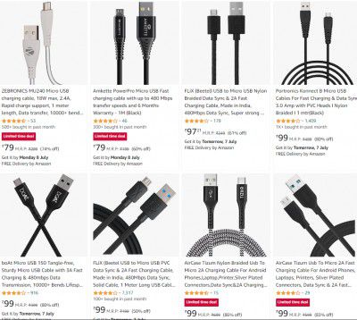 Amazon : Micro USB Starts @99