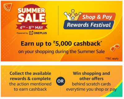 Amazon Summer Sale: Earn ₹5000 Cashback