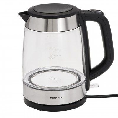 Amazonbasics 2200W Kettle | Sleek Design With 1.7L Borosilicate Glass Body, Led Illumination & Heat Resistant Handle