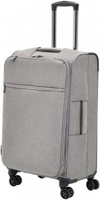 AmazonBasics Belltown Softside Rolling Spinner Suitcase Luggage - 25 Inch, Heather Grey