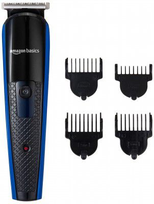 AmazonBasics Cordless Beard Trimmer with 4 Trimming Combs - 45 Minutes Runtime, Black