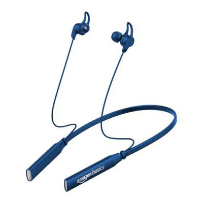 AmazonBasics in Ear Bluetooth 5.0 Wireless Neckband with Mic, Up to 13 Hours Playback Time (Blue)