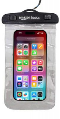 AmazonBasics Non-Toxic TPU and Plastic Dry Bag Case for iPhone Xs Max XR XS X 8 7 6S 6 Plus, Samsung Galaxy S9 S8 + Note 8 6 5 4, Pixel 3 2 XL, Mi, Moto (Transparent)