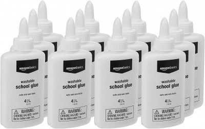 AmazonBasics Non toxic Washable Liquid School Glue, 118mL Bottle, 12 Pack